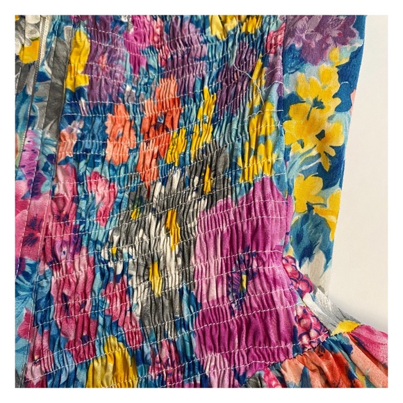 VINTAGE - STRAPLESS FLORAL MINI DRESS sz. M - Picture 6 of 9